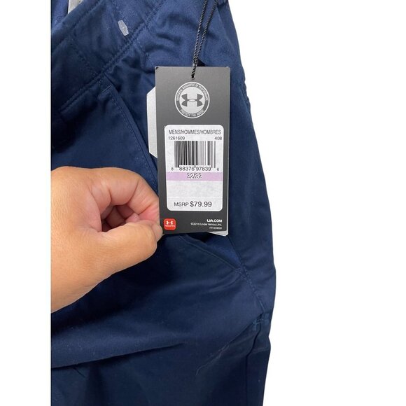 NWT UNDER ARMOUR UA Performance Chino Tapered Leg Pants Stretch Blue Size 32x32 - Picture 6 of 8